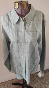 Vtg Liz Claiborne The Villager Blouse Top Linen Button Up Long Sleeve Women's L - Picture 1 of 6
