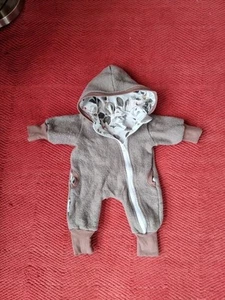 Wollwalk Zwergenzwirn Overall 56 62 Grau Hellgrau Pflanzen Floral - Bild 1 von 10