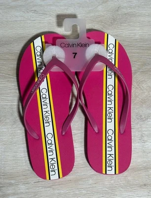 Calvin klein Womens Flip Flops Multicolor 9M Sabado Rubber Logo - Image 1 of 4