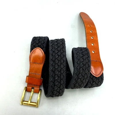 Cinto de tecido trançado masculino Leather Man Ltd 34 preto sem elástico Preppy clássico golfe - Imagem 1 de 4