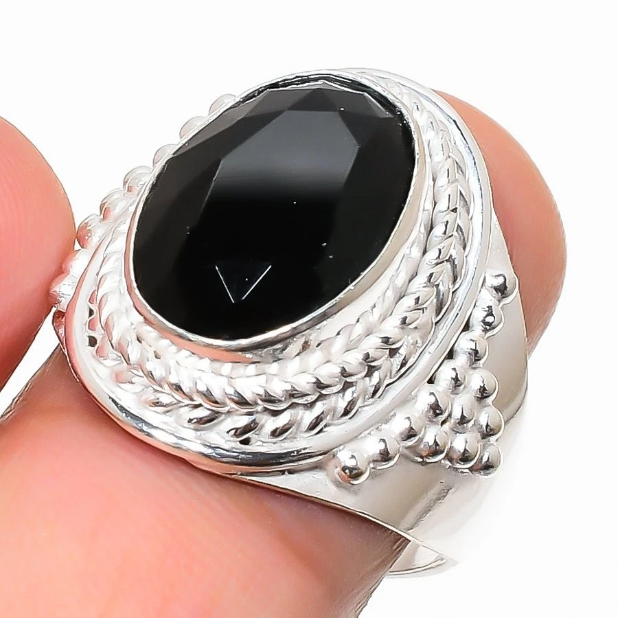 Black Spinel Gemstone 925 Sterling Silver All Size Ring For Gift - Image 1 of 1