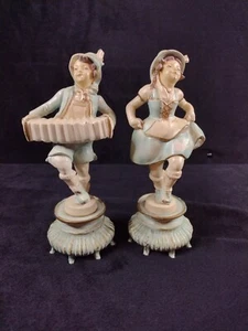 Vintage Signed Cast Iron Figurine Boy & Girl Marked 11/9/60 German 7.5" Tall - Picture 1 of 11