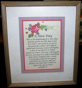 Framed Inspirational Saying "A New Day" Great Home Decor Custom Frame Arlington - Picture 1 of 2