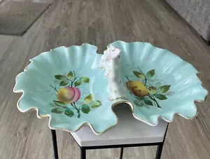 Vintage Gold geschnürt Porzellan Pfirsich geteilt Schale mit Griff - 12 cm lang - Bild 1 von 7