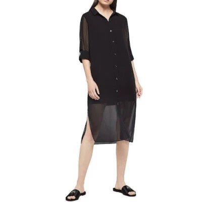 BCBGeneration Women's Chiffon Long Sleeves Shirtdress Black XS - Image 1 of 2