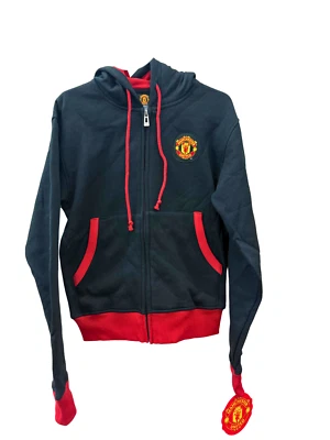 Sudadera con capucha juvenil Manchester United - Rhinox - Cremallera completa - Talla YS - Roja y negra Foto 1 de 4