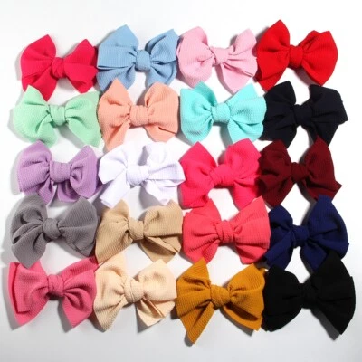 20pcs 13CM 5.1" New Seersucker Waffle Hair Bows For Headbands Boutique Accessory - Image 1 of 4