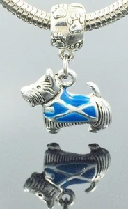 Scottie Terrier with Scottish Flag Coat Charm Paw Print Slider Bead - Picture 1 of 1