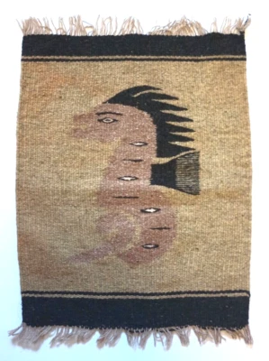 South American Hand Woven Table Mat Runner Mythical Creature Dragon 20x14.5 - Image 1 of 4