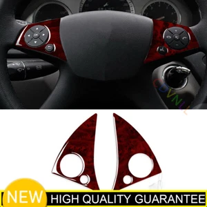 Steering Wheel Button Frame Cover Trim 2* For Bnez C-Class 07-13 Red Wood Grain - Picture 1 of 9