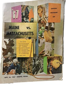 1967 Maine vs Mass. Football Official Program Orono ME Chevy Adv WABI TV Ad - Picture 1 of 11