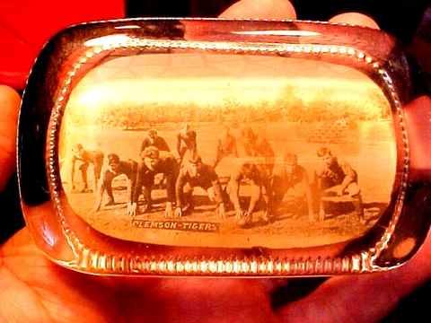1907 CLEMSON TIGERS Football Team Glass Photograph Paper Weight Museum Piece? Cover