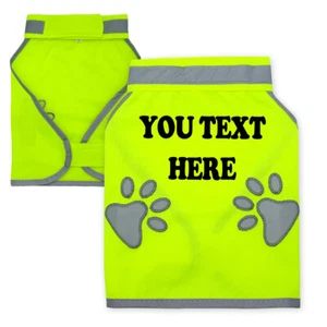 Personalized Dog Reflective Safety Vest w/Name Adjustable Pet Cute Paw High Viz - Picture 1 of 13
