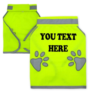 Personalized Dog Reflective Safety Vest w/Name Adjustable Pet Cute Paw High Viz - Image 1 of 4