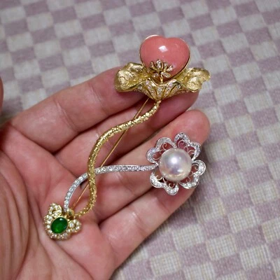 GRAN BROCHE/ALFILER FLOR DIAMANTE Y PIEDRAS PRECIOSAS ORO AMARILLO 18K NUEVO ¡DEBES VERLO! Foto 1 de 4