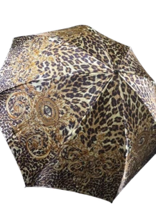 Gianni Versace Compact Folding Umbrella Brown Gold-tone Women Accessory No Box - Picture 1 of 10