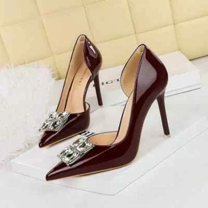 Zapatos de Salón 11 CM Rojo Vino Tacón Aguja Elegantes Piel Sintético 23495 - Imagen 1 de 1