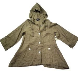 Jones & Co NWT Linen Flowy Lagenlook Jacket with Hood Green Women's Medium - Picture 1 of 12