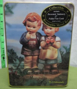 HUMMEL FIGURINES stationary sheets NWT note cards 1995 porcelain figurines tin - Picture 1 of 3