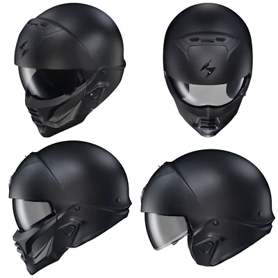 Nuevo Casco de Motocicleta Scorpion Exo Covert 2 Cara Abierta Negro Mate DOT Todas las Tallas Foto 1 de 4