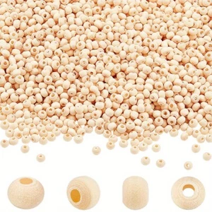 1Box 3000Pcs Wood Beads 4mm Unfinished Round Wood Loose Beads Undyed Natural - Picture 1 of 7