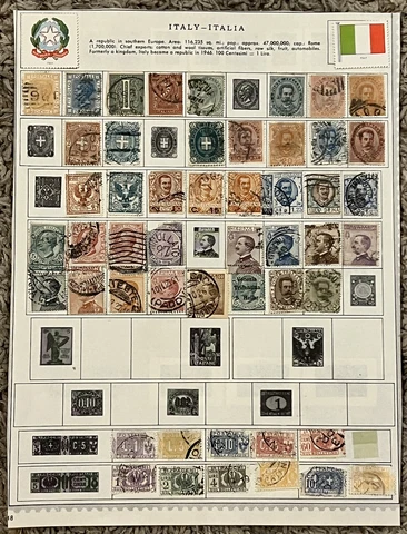 1800s - EARLY 1900s ITALY LOADED STAMPS LOT ON ALBUM PAGE, SHORT SETS, SOTN Cover
