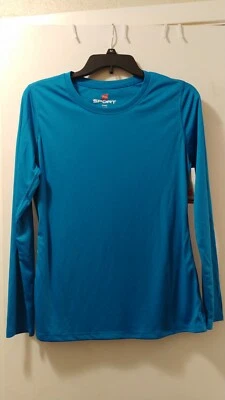 Hanes Sport Women's Light Blue Long Sleeve Round Neck Tee Size M. P-T-P:19in - Image 1 of 4