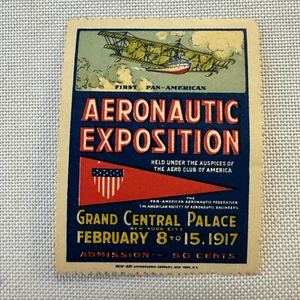 Aeronautic Exposition Aero Club of America 1917 Vintage Stamp Aircraft Aviation - Picture 1 of 6
