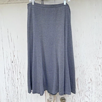 Hillard & Hanson Maxi Skirt Women's Large Gray Chevrons A Line Business Casual - Image 1 of 4