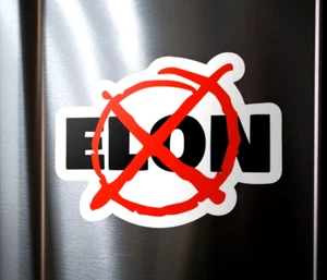ANTI ELON NO! DIE CUT CAR MAGNET VIRAL TESLA BUMPER STICKER DECAL CLING 4.5-INCH - Picture 1 of 7