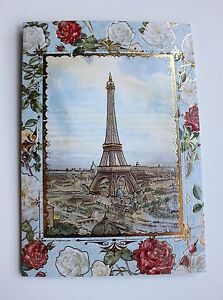 *PUNCH STUDIO Set of 4 Gold Foil Blank Note Cards ~ Floral ~Eiffel ~PARIS ~Roses