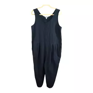 Mono para mujer Eileen Fisher negro mezcla de algodón orgánico plisado recortado mediano - Imagen 1 de 9