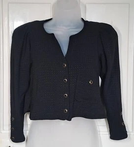 Jean Muir Black Crop Jacket / Top Size XS Vintage 1980s Crop Jacket - Picture 1 of 15