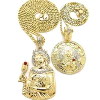 Colgante y Caja/Collar Cadena Cubana Hip Hop Helado SANTA BARBARA Circonita Cúbica Foto 1 de 4