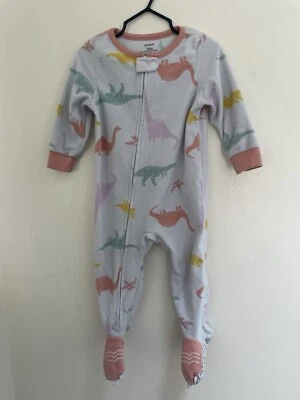 Carter's Bebé Niñas 1 Pieza Colorido Estampado Dinosaurio Footie Polar Pijamas Blanco 18 M Foto 1 de 4