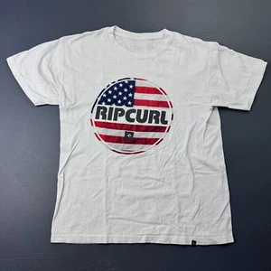 Rip Curl T-Shirt Boys Large White USA Flag Graphic Print Surf Skate Casual Tee - Picture 1 of 12