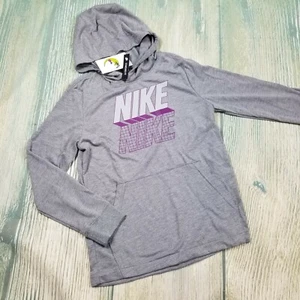 New NIKE size M/L big boys grey jersey long sleeves pullover hoodie (JH42) - Picture 1 of 8