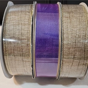 NEW 3 Rolls Holiday Kirkland Wire-edged Ribbon, 150 yards total - Picture 1 of 6