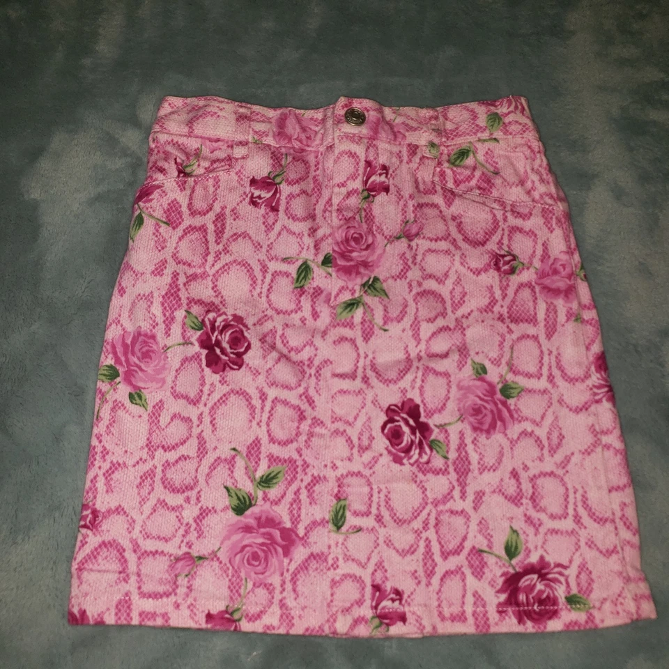 The Childrens Place Girls 6X/7 Cheetah Pink Rose Skirt Elastic Waist Pockets - Image 1 of 4