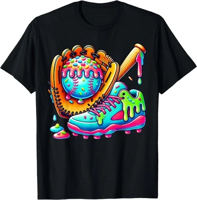 Camiseta de béisbol con gráfico de goteo de helado para niños adultos, camiseta unisex Foto 1 de 4
