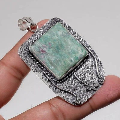 Colgante Joyería Rubí Fucsita Piedras Preciosas Hecho a Mano Regalo Último Diseño 2.80" SR 1087 Foto 1 de 4