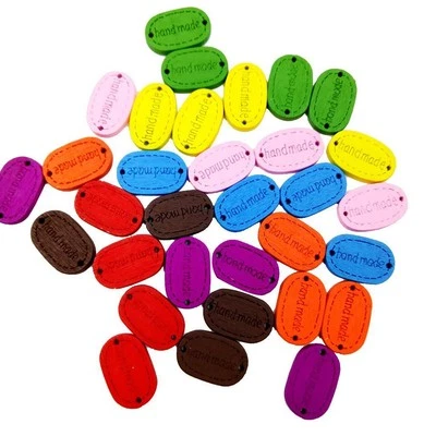 200pcs Assorted color two Holes Handmade Label Wooden Sewing - Bild 1 von 4