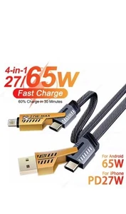 65W Kabel szybkiego ładowania 4w1 Kabel USB do iPhone'a Samsung Komórka Typ-C Kabel ładujący - Zdjęcie 1 z 10