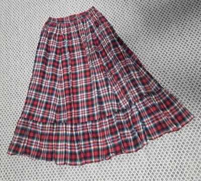 VTG 90s Ralph Lauren Red Plaid Skirt Full Maxi Hong Kong Flowy Cotton Size 10  - Image 1 of 4