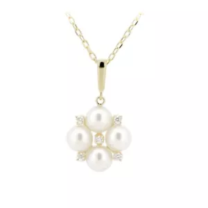 Mikimoto pearl and diamond necklace 5.4mm 18k yellow gold - Picture 1 of 5