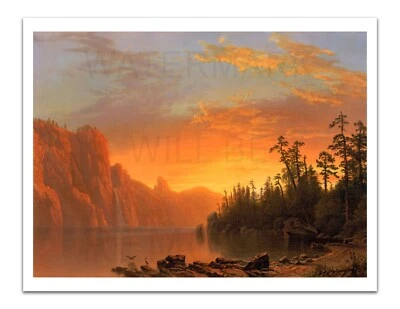 Pintura Albert Bierstadt ESCENA DE CALIFORNIA PUESTA DE SOL 1867 17x22" impresión artística premium Foto 1 de 2