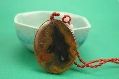 Collar Ágata China 5,5 cm Ágata Natural Colgante Amuleto Foto 1 de 4