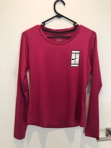 Nike Dri Fit Pink Red Long Sleeve Gym Sport Running Top - Picture 1 of 9