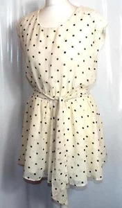 NEW LA CHAPELLE πΊ QUALITY BEIGE SPOT CHIFFON MINI DRESS πΊ SIZE 10 12 14 # 183* - Picture 1 of 3