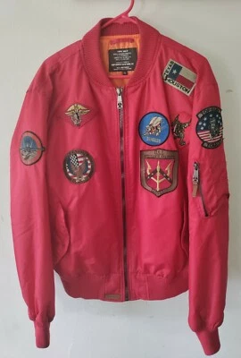 AUTHENTIC US AIR FORCE TOP GUN MA 1  COLOR BLOCK BOMBER JACKET WITH PATCHES - Image 1 of 4
